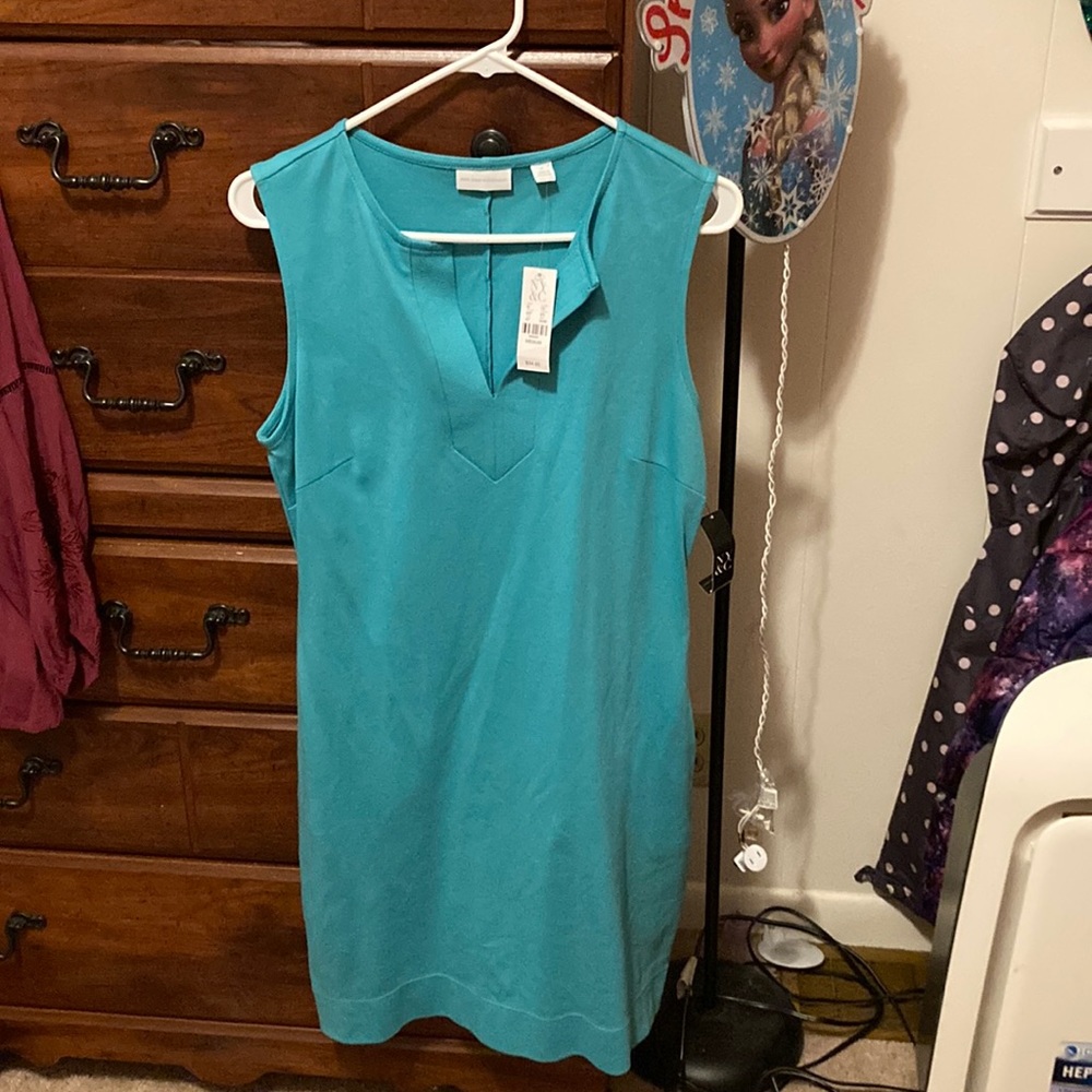 Sleeveless teal cotton dress WITH POCKETS!!! New with tags, smoke free home.